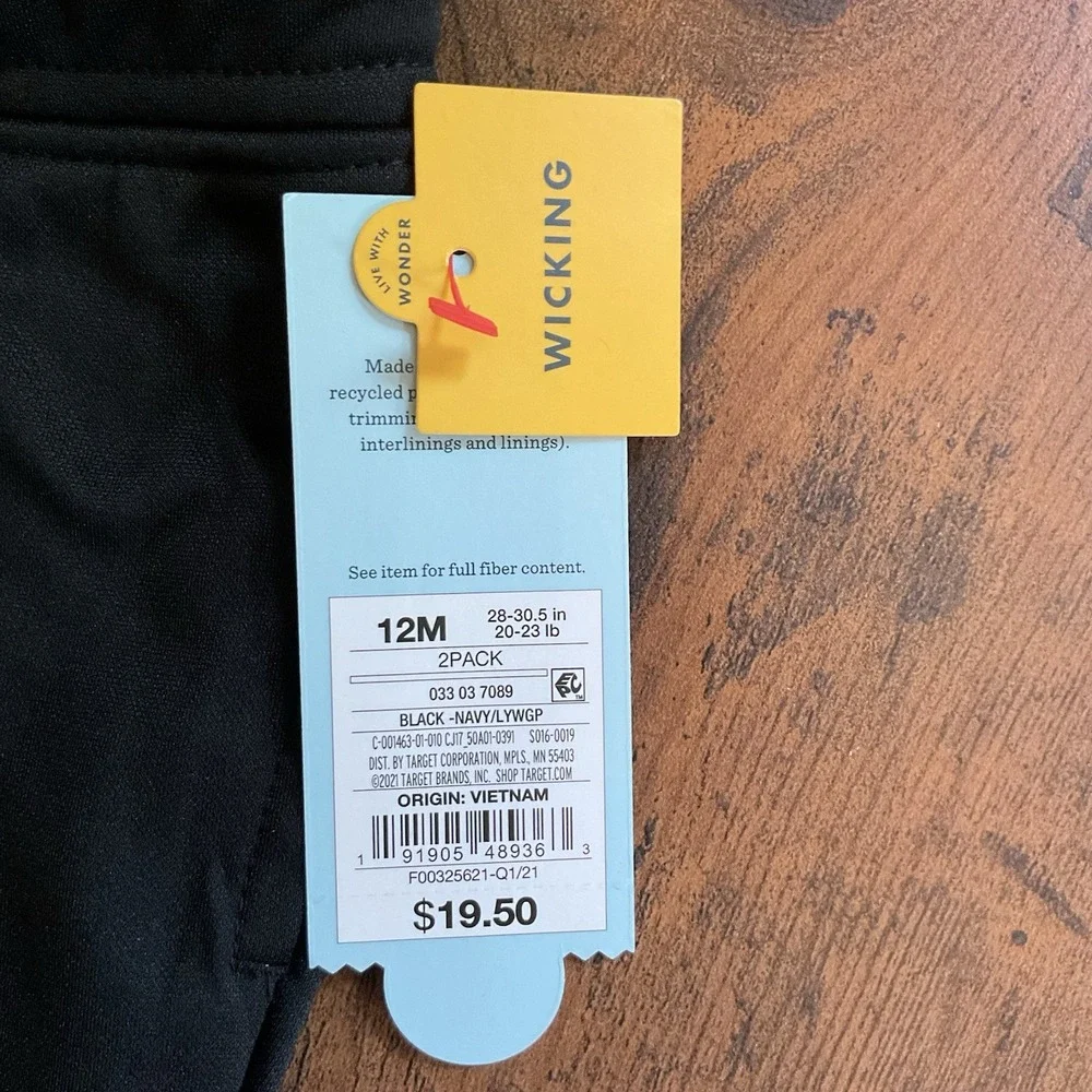 New Toddler Boys' 2pk Athletic Jogger Pull-On-Pants - Cat &‎ Jack Black 12M